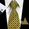 Pánsky kravatový set - kravata + manžety + vreckovka v žltej farbe