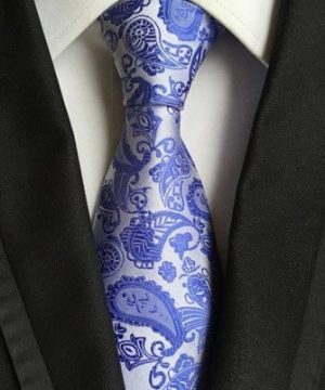 Spoločenská pánska viazanka s luxusným vzorom v modrej farbe