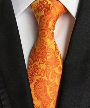 Spoločenská pánska viazanka s luxusným vzorom v pomarančovej farbe