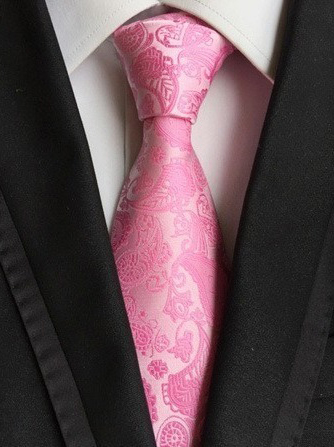 Spoločenská pánska viazanka s luxusným vzorom v ružovej farbe