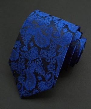 Spoločenská pánska viazanka s luxusným vzorom v tmavo modrej farbe