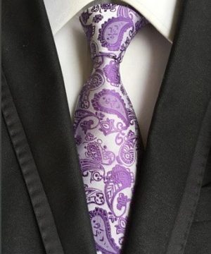 Spoločenská pánska viazanka s luxusným vzorom vo fialovej farbe
