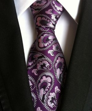 Pánska kravata s prepracovaným fialovo-ružovým vzorom
