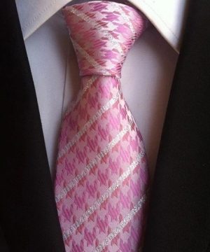 Pánska kravata v ružovo-bielej farbe s prepracovaným vzorom