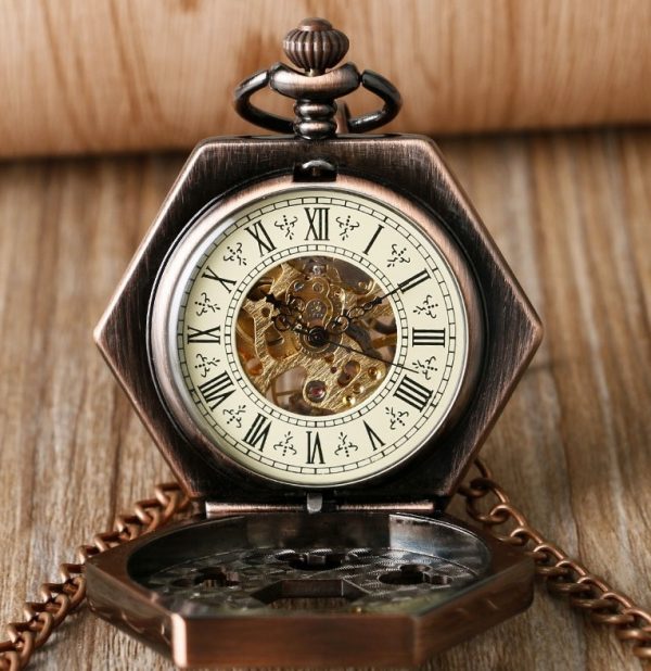 Samo-naťahovacie pánske vreckové hodinky v luxusnom medenom prevedení