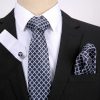 Pánsky darčekový set - kravata + manžety + vreckovka s modro-bielym vzorom