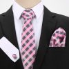 Pánsky darčekový set - kravata + manžety + vreckovka s ružovým vzorom