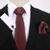 Pánsky darčekový set - kravata + manžety + vreckovka s červeným vzorom