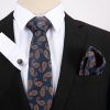 Pánsky darčekový set - kravata + manžety + vreckovka v modro-oranžovej farbe