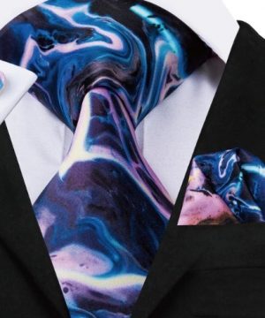 Pánsky kravatový set - kravata + manžety + vreckovka s dizajnovým prevedením