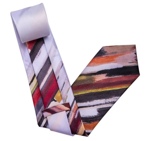 Pánsky kravatový set - kravata + manžety + vreckovka s umeleckým vzorom