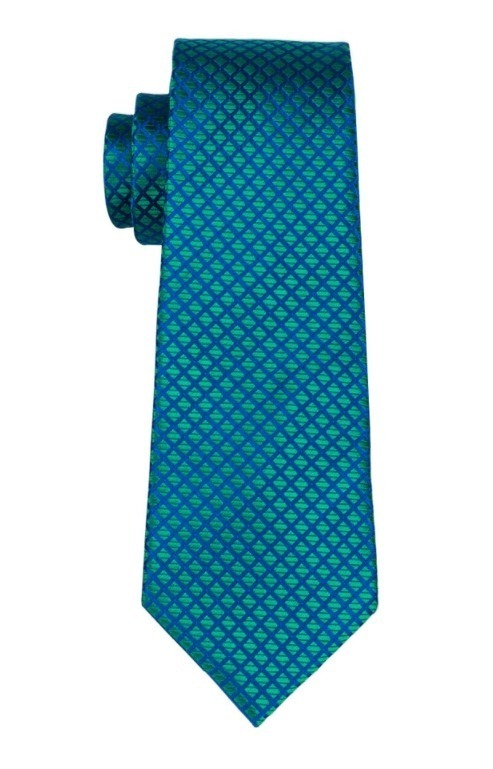Pánsky kravatový set - kravata + manžety + vreckovka v zeleno-modrej farbe