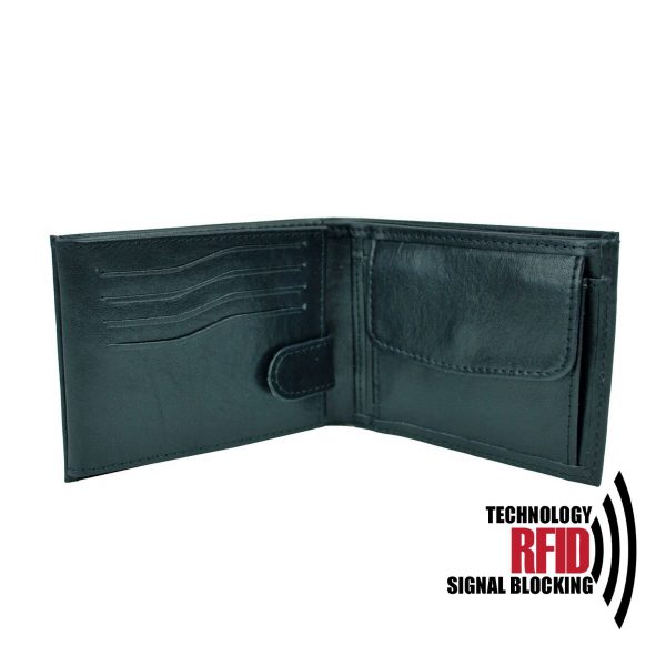 RFID kožená peňaženka v čiernej farbe vybavená blokáciou RFID NFC (2)