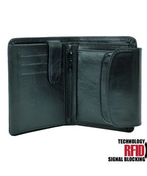 RFID kožená peňaženka v čiernej farbe vybavená blokáciou RFID NFC, č (3)