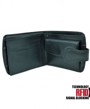RFID kožená peňaženka v čiernej farbe vybavená blokáciou RFID NFC, č (3)