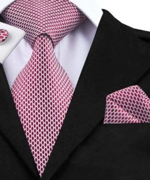 Darčeková sada - kravata + manžety + vreckovka s červeno-bielym vzorom
