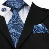 Kravatová sada - kravata + manžety + vreckovka s modrým vzorom