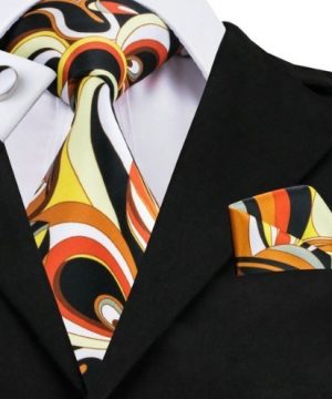 Kravatová sada - kravata + manžety + vreckovka s viac-farebným vzorom