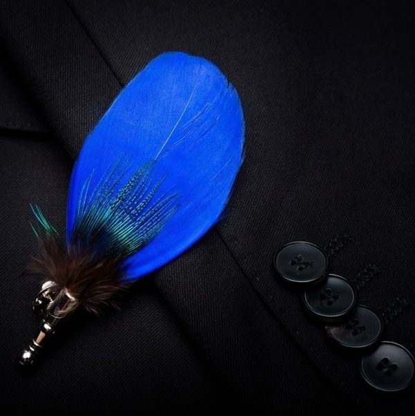 Luxusná sada - pánsky motýlik z vtáčích pierok a brošňa na šaty model_10