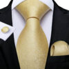 Pánska sada - kravata + manžety + vreckovka v svetlo žltej štruktúre