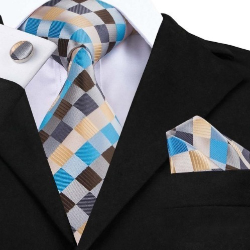 Pánska kravatová sada - kravata + manžety + vreckovka vo viac farbách