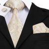 Pánska sada - kravata + manžety + vreckovka s krémovým vzorom