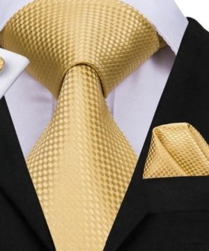 Pánska sada - kravata + manžety + vreckovka v zlatej štruktúre