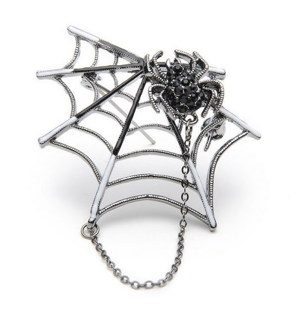 Luxusná smaltovaná brošňa v tvare pavúka s magnetom na pavučine
