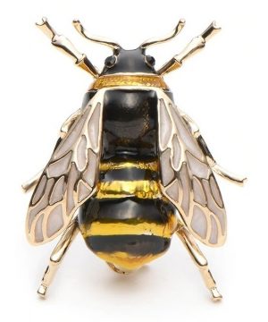 Prepracovaná smaltovaná brošňa na šaty v podobe včely