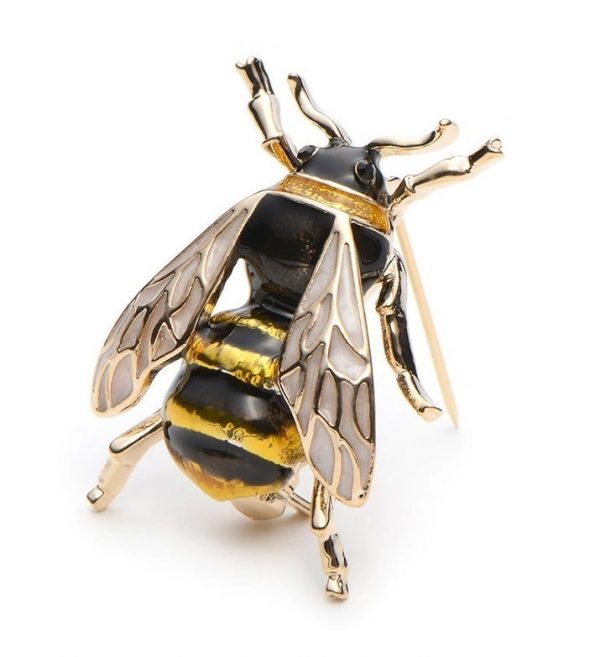 Prepracovaná smaltovaná brošňa na šaty v podobe včely