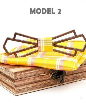 Moderný drevený motýlik z orechového dreva s vreckovkou - viac farieb