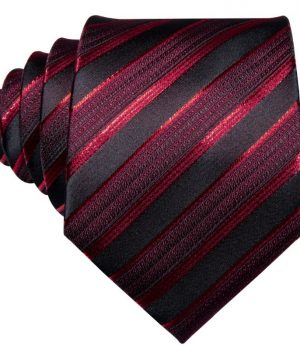 Pánsky kravatový set - kravata + manžety + vreckovka s červenými pásikmi