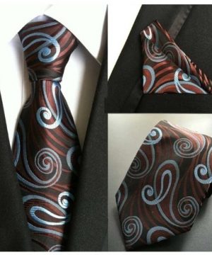 Pánska kravata a vreckovka - hodvábny set s elegantným motívom