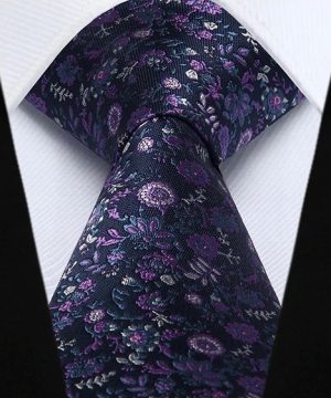 Pánska kravata a vreckovka - hodvábny set s modro-ružovými kvietkami