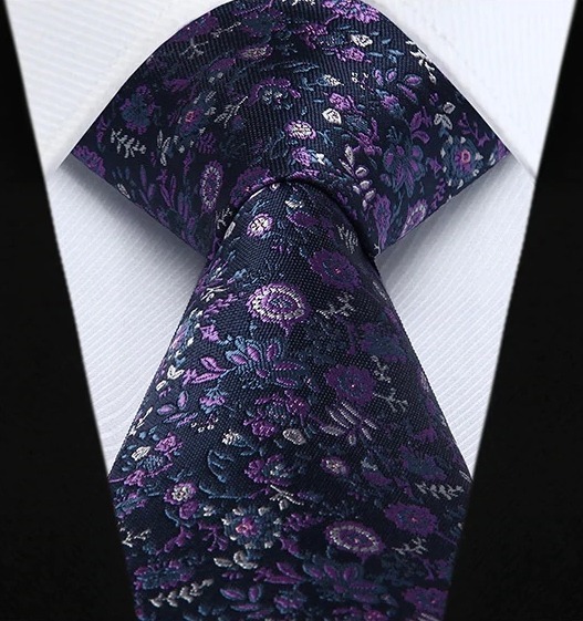 Pánska kravata a vreckovka - hodvábny set s modro-ružovými kvietkami