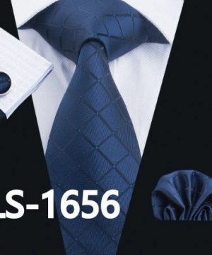 Pánsky set - kravata + manžety + vreckovka v tmavo-modrej farbe