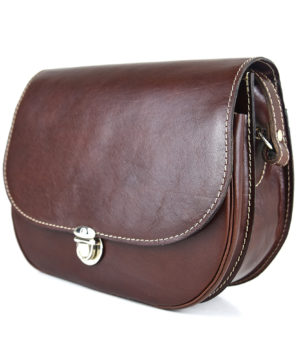 Luxusná rustikálna kožená kabelka, hnedá farba