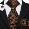 Pánsky kravatový set - kravata + manžety + vreckovka s medeným vzorom