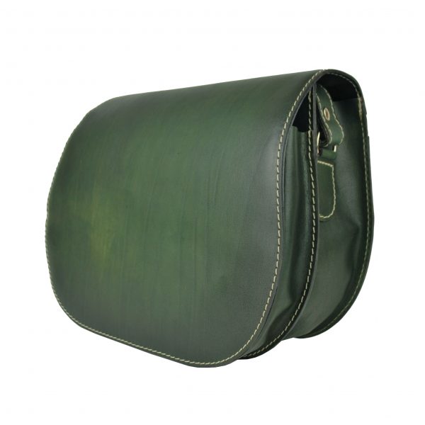 Kožená kabelka v tmavo zelenej farbe