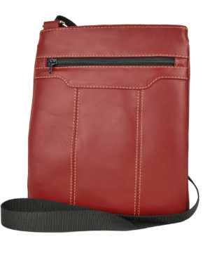 Pánska kožená taška s dekoračným prešívaním v červenej farbe