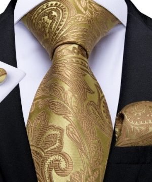 Kravatová sada so zlatým spracovaním - kravata + manžetové gombíky + vreckovka
