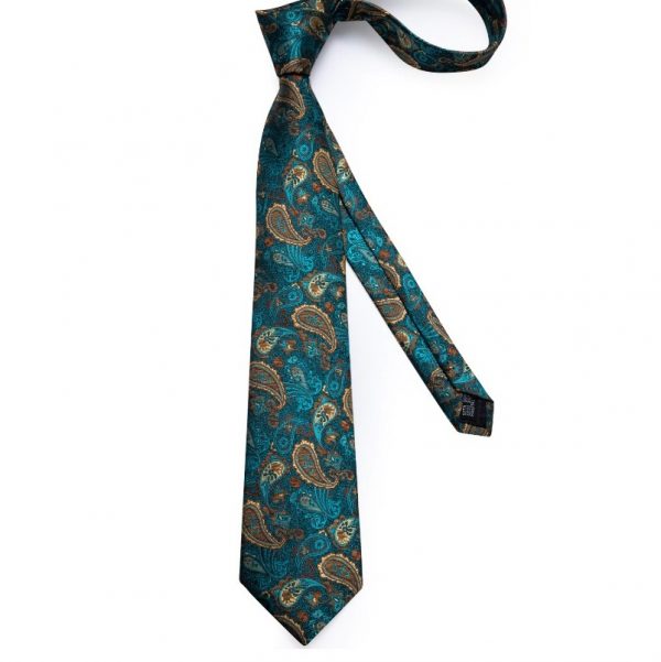 Luxusná pánska tyrkysová sada - kravata + manžetové gombíky + vreckovka