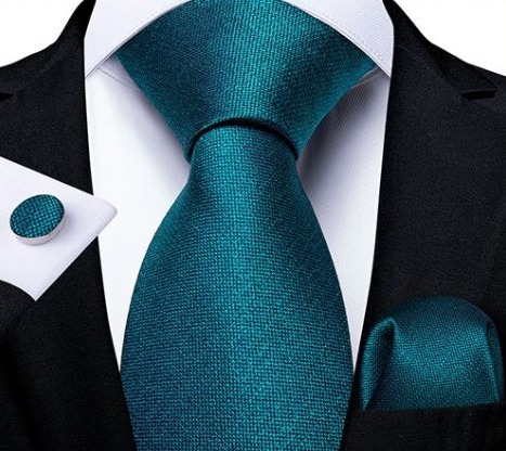 Tyrkysová pánska sada - kravata + manžetové gombíky + vreckovka