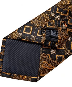 Zlato-medená pánska sada - kravata + manžetové gombíky + vreckovka