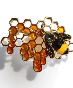 Luxusná brošňa v tvare prepracovanej včely na medovom plaste