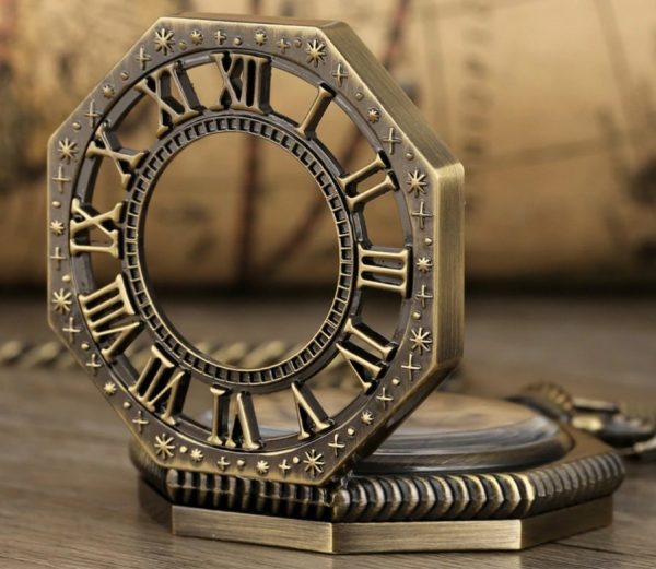 Samo-naťahovacie pánske vreckové hodinky v luxusnom antickom prevedení
