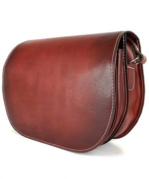 Lovecká kožená taška ručne tieňovaná so skrytým magnetom, bordová farba
