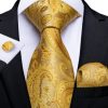 Luxusná pánska zlatá sada - kravata + manžetové gombíky + vreckovka