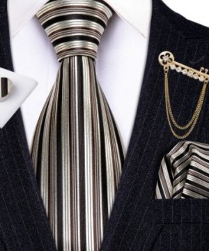 Pánska kravatová sada s gombíkmi, brošňou a vreckovkou s luxusným vzorom