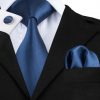 Pánsky kravatový set - kravata, manžety a vreckovka s modrou štruktúrou